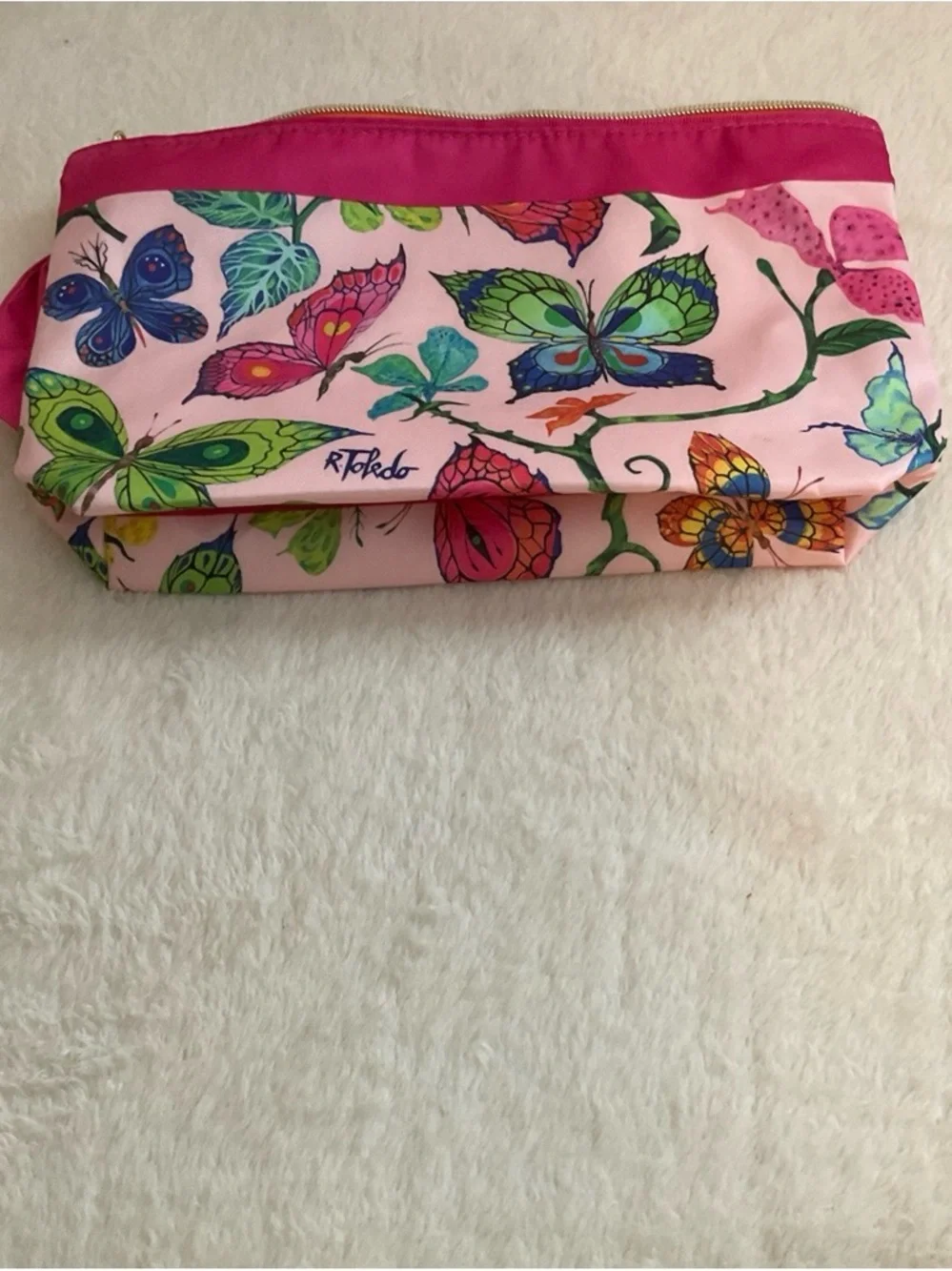 Estee Lauder Pink Butterfly Print Cosmetic Bag